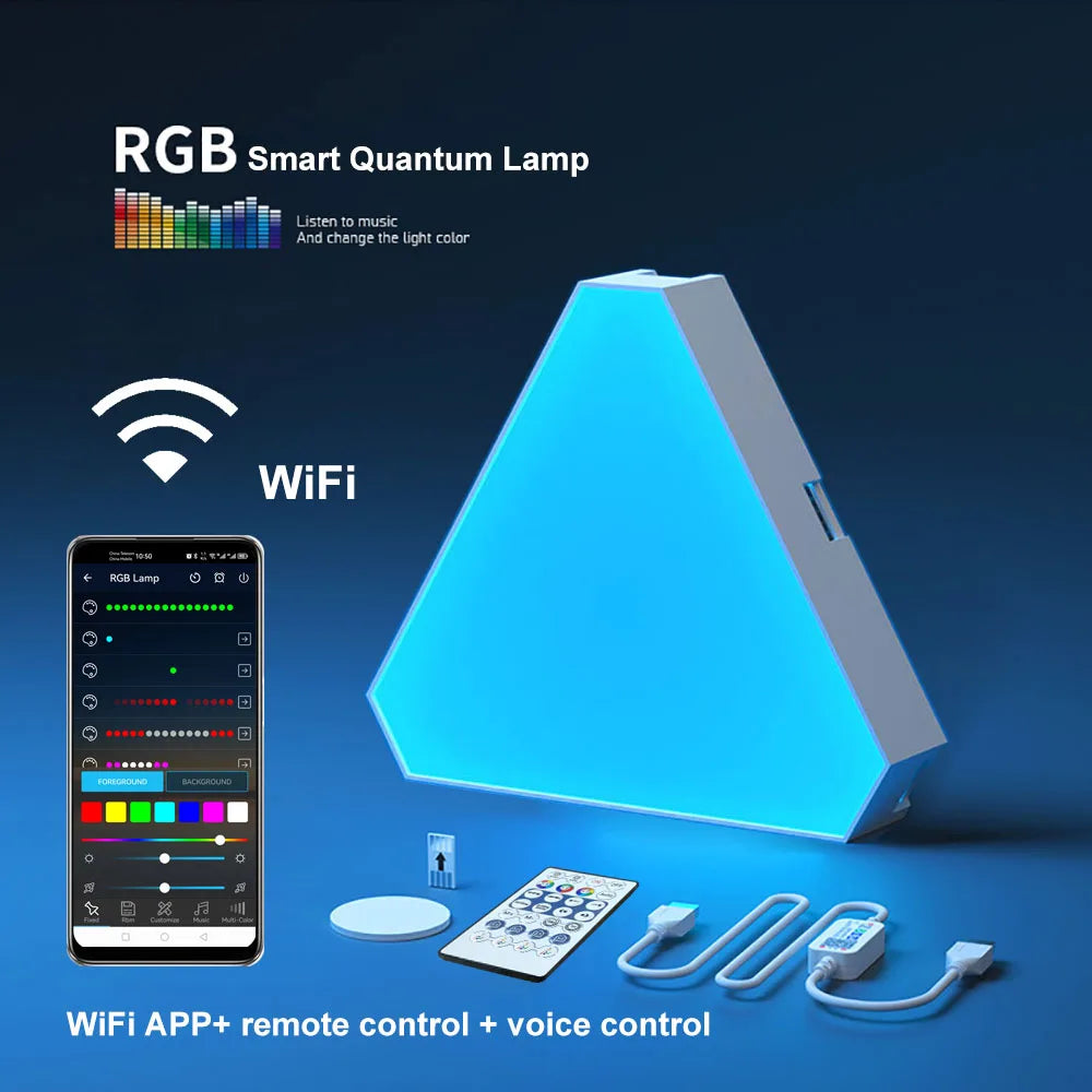 5V USB WIFI RGB LED Quantum Lamp Triangle LED Night Light DIY Game LED Wall Lamp For Home Bedroom Decoration Atmosphere Lamps
