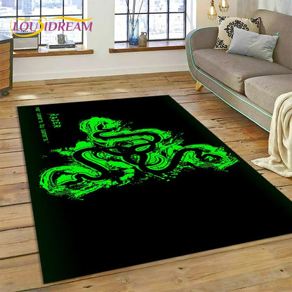 Razer Logo Game Snake Cartoon Customized Rug Carpet for Living Room Bedroom Decor,Non-slip Decoration for Sofa Doormat Gift Kid