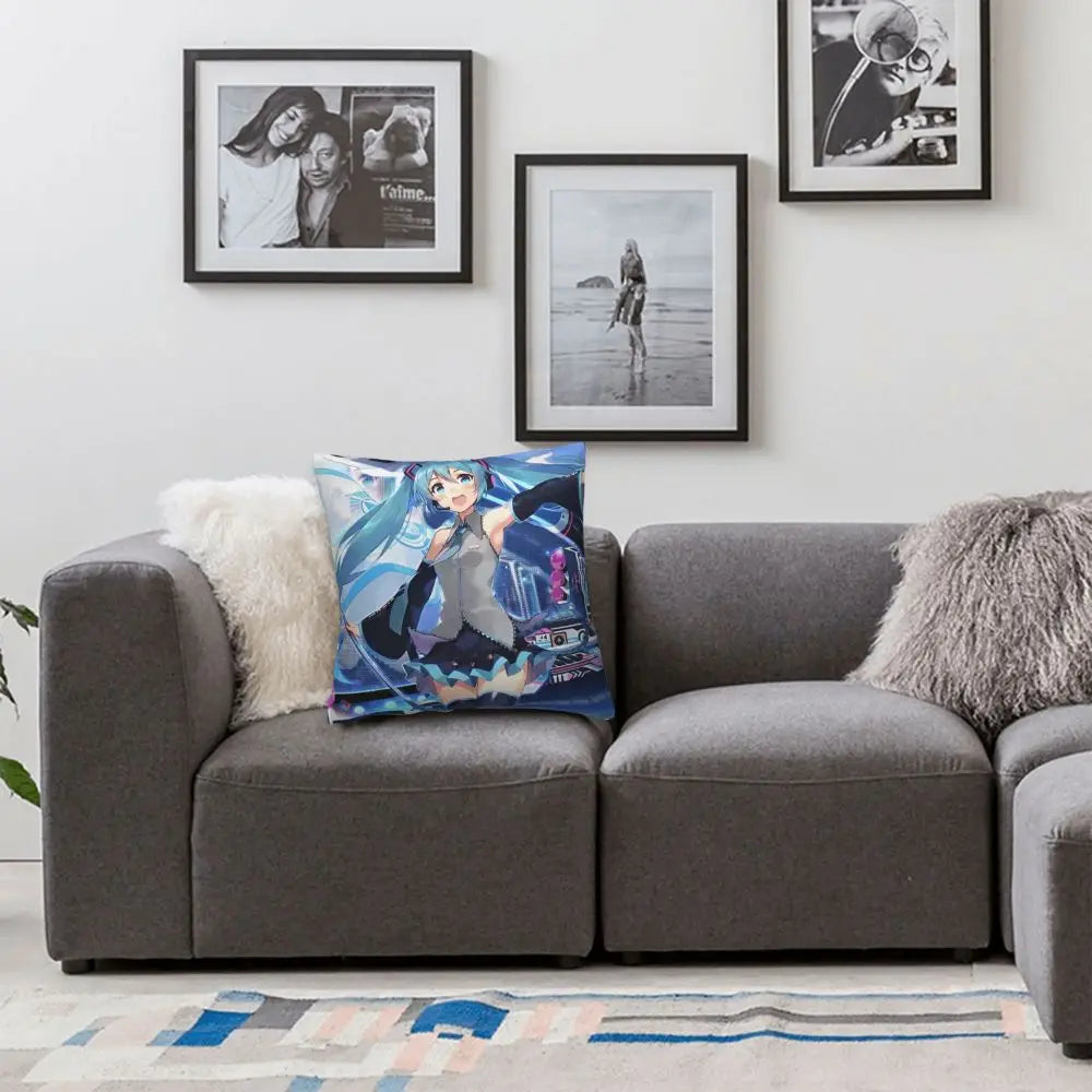 Cushion Covers Anime Hatsune Miku Pillow Case Awesome Decor Pillowcover for Living Room 40*40cm