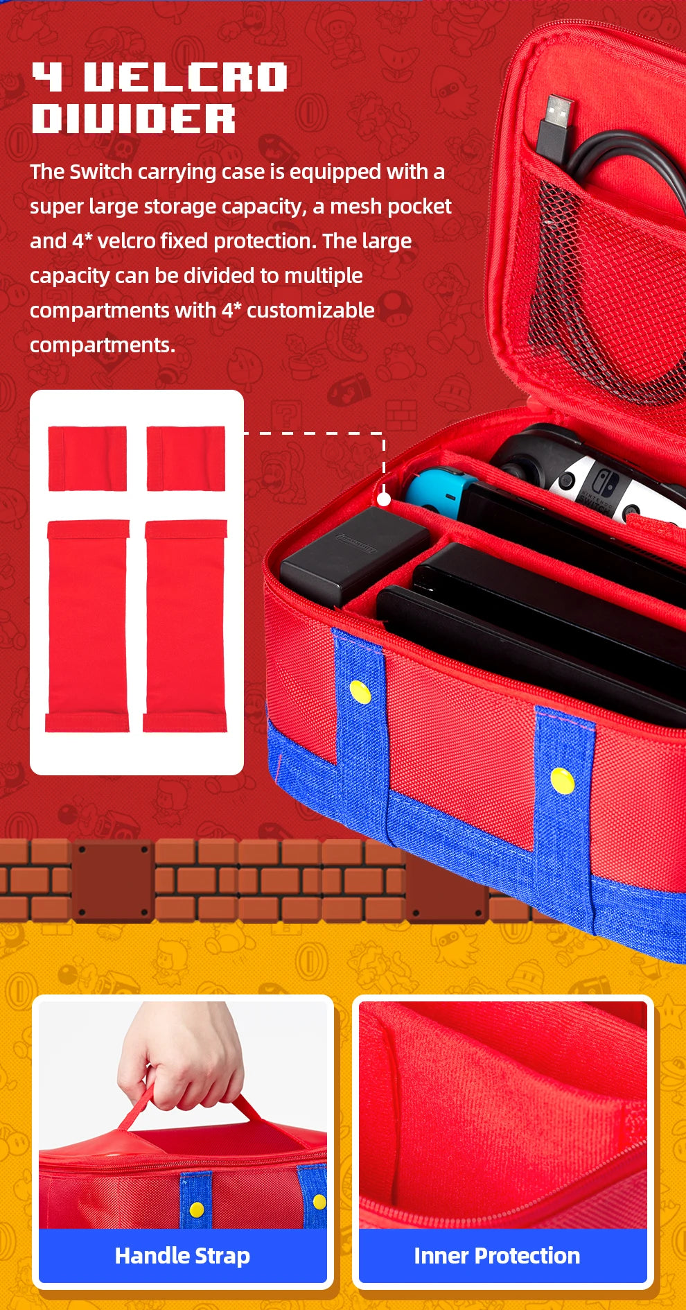 Large Carrying Protective Case for Switch OLED Console Pro Controller Travel Storage Bag Case For Switch Accessories