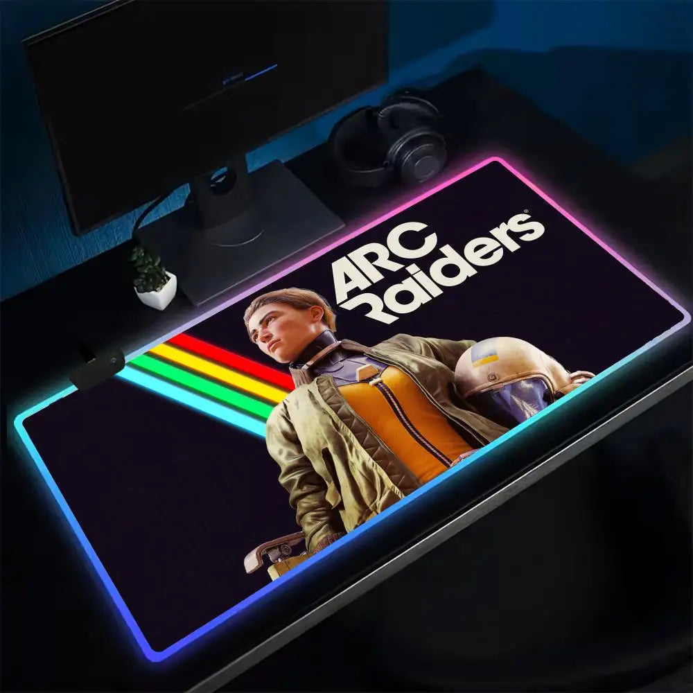 ARC Raiders Mouse Pad Anime Gaming Mouse Pad LED Table Pads Backlit Rubber Desktop XXL RGB Desk Mats