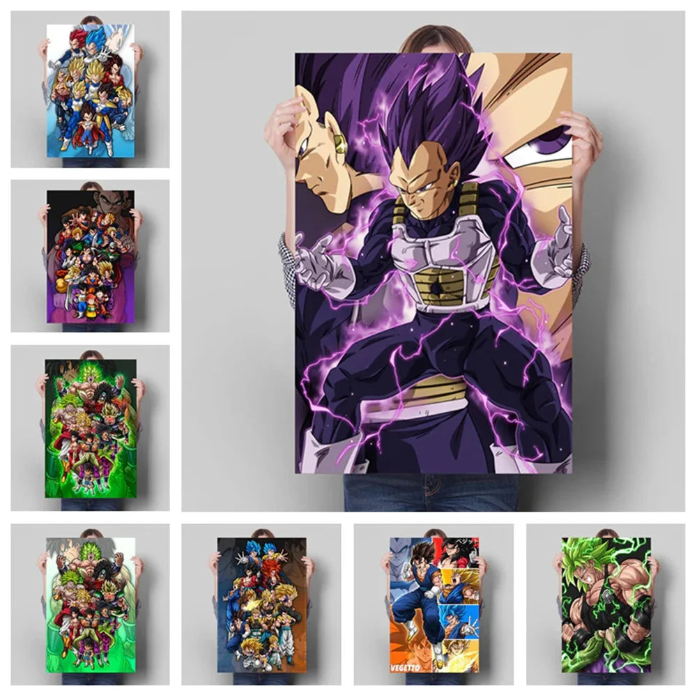 Dragon Ball Goku Van Gogh Starry Night Anime Oil Painting Poster Canvas Painting Dragon Ball Super Vegeta kid's Wall Painting
