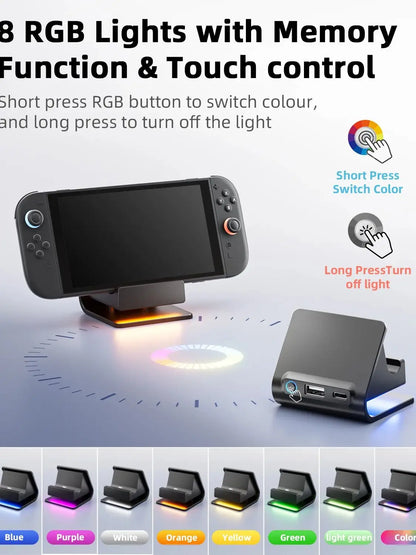 Charger Dock for Switch 2 Joycons Controller Portable Base RGB Charging Stand Station for Switch 2  Game Accessories