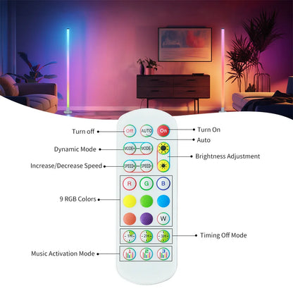 Smart RGB LED Floor Lamp Remote/Switch/APP Control USB Music Sync Corner Modern Mood Standing Light For Living Room Gaming Party
