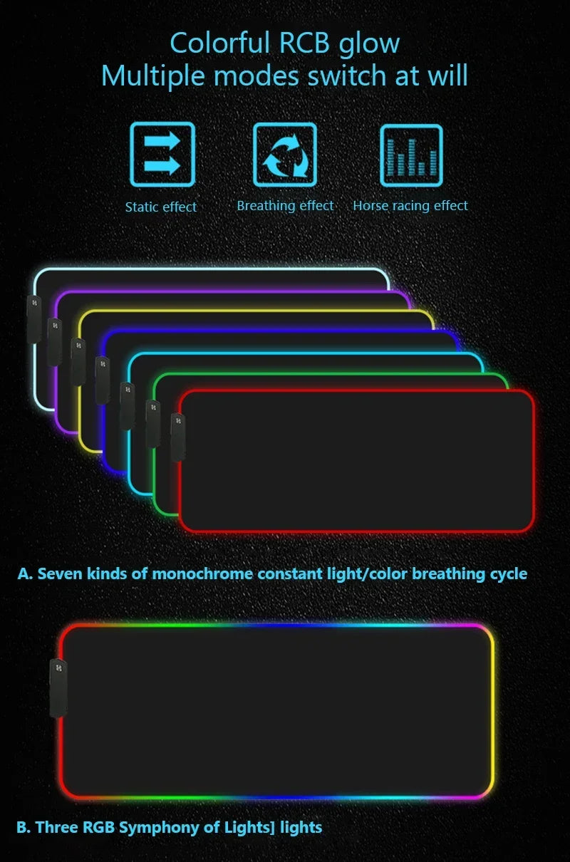 Large RGB LED Mousepad Attack on Titan Mouse Pads Anime Cool Gaming Tapis De Souris Carpet Laptop XXL Gabinete Gamer Accessories