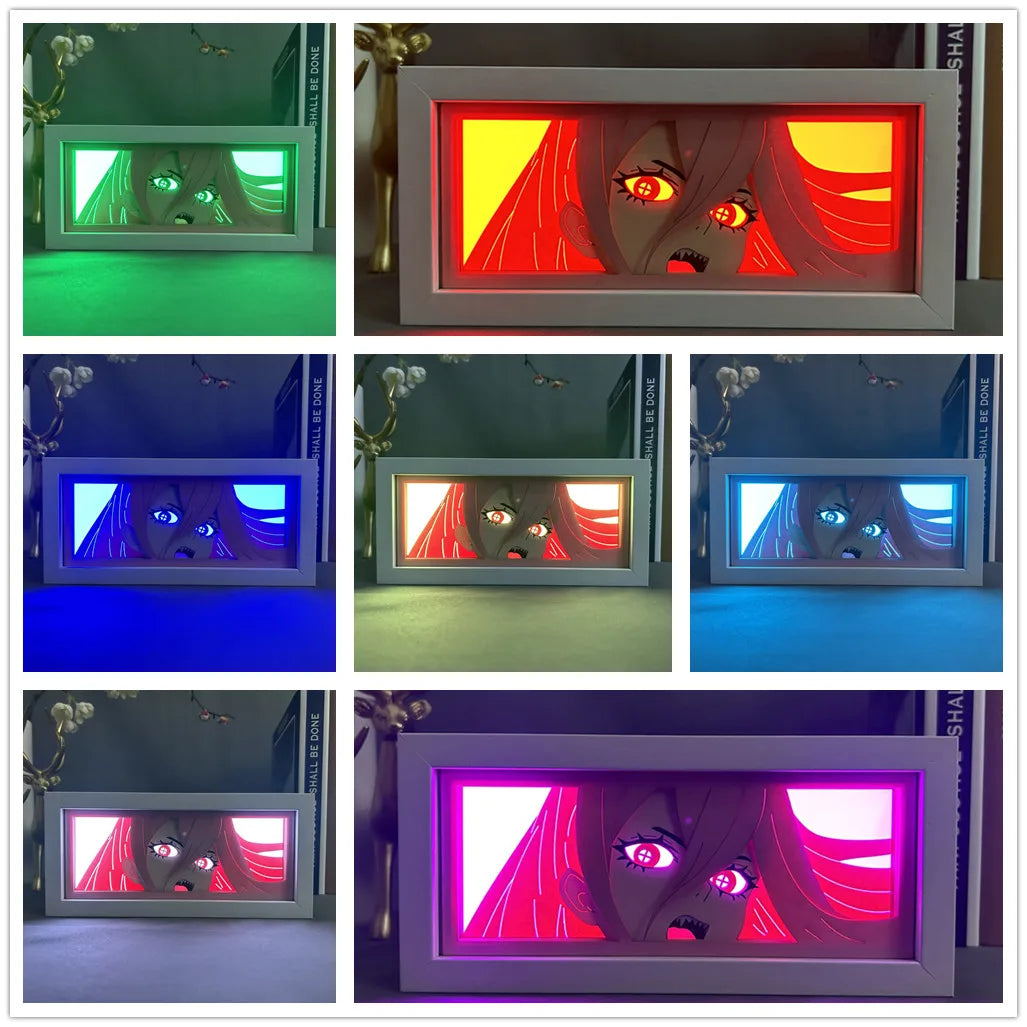 Anime Led Night Light Box Chainsaw Man Power For Hoom Decor Nightlight Paper Cut Shadow Box Manga Gifts For Girls Manga Lightbox