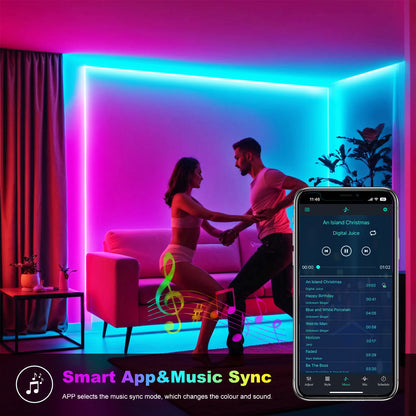 TUYA WIFI RGBIC LED Neon Strip Lights with Bluetooth App Control Waterproof Music Sync Christmas Party Home Room Decor 1M-20M
